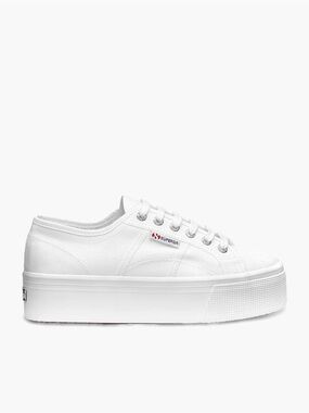Superga White Canvas Platform Sneakers